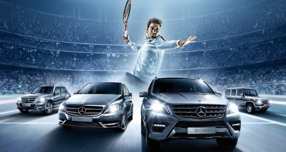 Реклама mercedes. Mercedes Benz Federer. Рекламная кампания Мерседес. Рекламный баннер Mercedes.